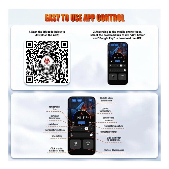 Smart Electric Heated Socks Rechargeable 6000mAh Battery APP Control Foot Warmer - Picture 5 of 12